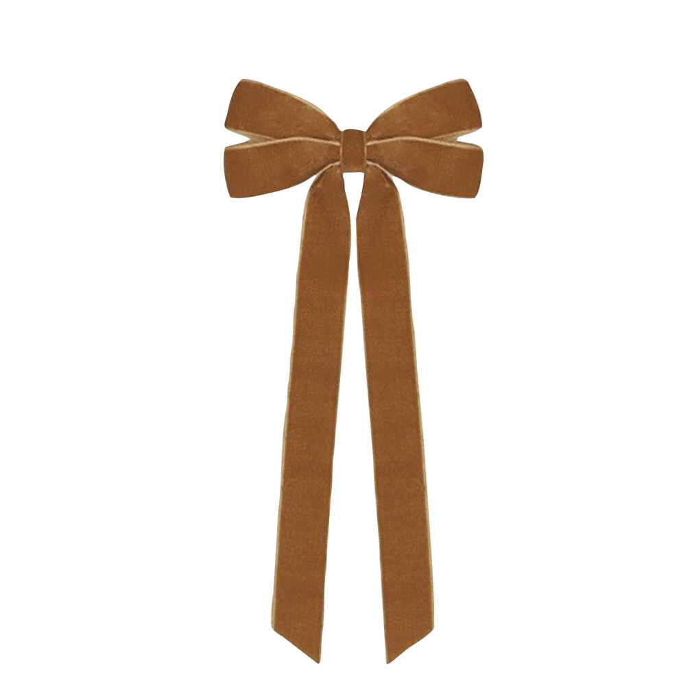 Velvet Bowknot Hair Clip with Long Ribbon Streamer