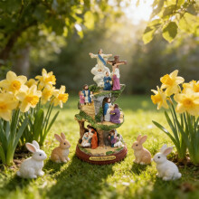 Scultura pasquale Kinkade - Decorazione artistica religiosa in resina, colori vivaci e pennellate delicate, 8 x 15 cm, multicolore