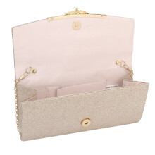 6X Women Evening Bag Party Banquet Glitter Bag for Women Girls Wedding Clutches Handbag Chain Shoulder Bag(Champagne)