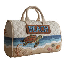 Gesteppte Hippie-Reisetasche im Van-Stil, Boho-Retro-Vintage-Wochenendtasche mit Blumenmuster für Damen, kunstvoll gemusterte Patchwork-Tagestasche