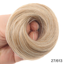 Moño despeinado de cabello humano con banda elástica