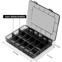 4x Plastic Stackable Organizer Container with Adjustable Dividers, Plastic Box with 18 Removable Grids Compartments