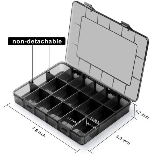 4x Plastic Stackable Organizer Container with Adjustable Dividers, Plastic Box with 18 Removable Grids Compartments 2