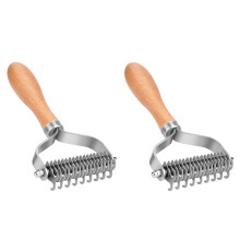 2X Pet Grooming Brush, 2 Sided Undercoat Rake for Dogs & Cats,Safe Dematting Comb & Deshedding Tool