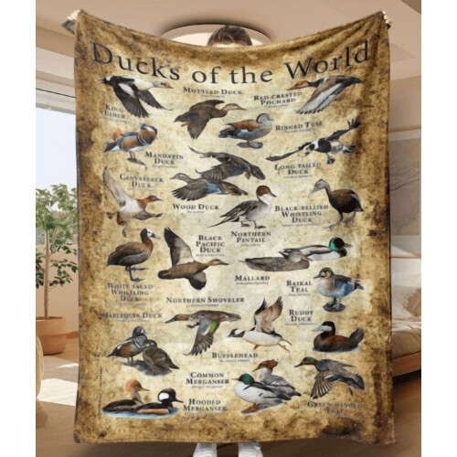 Duck Pattern Flannel Throw Blanket Soft Warm 50x60 inches
