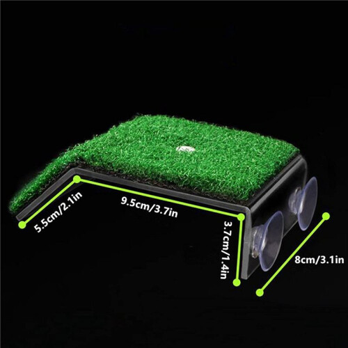 2X Lawn Turtle Basking Platform Turtle Resting Basking Platform, Simulation Grass Turtle Ramp for Turtle Tank, Reptile S 1