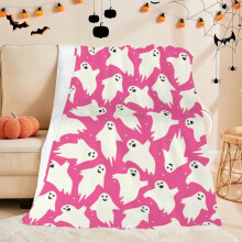Pink Gothic Ghost Halloween Fleece Throw Blanket