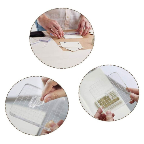 12 Pieces Stamp Blocks Acrylic Clear Stamping Blocks Tools with Grid Lines for Scrapbooking Crafts Making 1