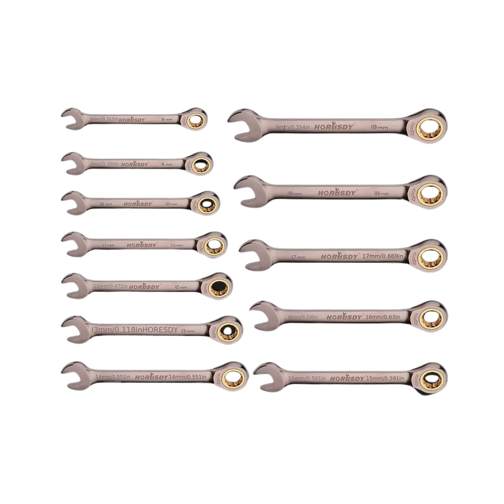 12Pcs Metric Ratchet Wrench Set 8-19Cm With Case 9362547048299
