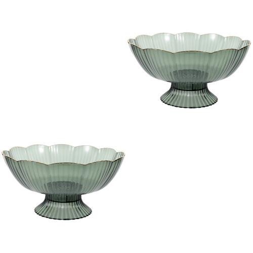 2Pcs Pet Material Green Fruit Plate Footed Draining Basket for Home 1