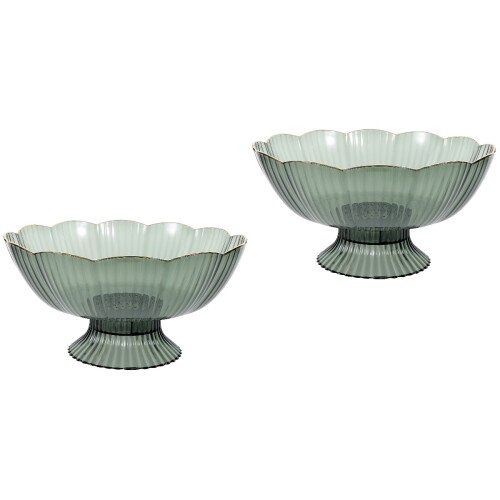 2Pcs Pet Material Green Fruit Plate Footed Draining Basket for Home 2