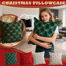 Housses de coussin de Noël 45 x 45 cm, lot de 2, motif sapin rouge, fausse fourrure douce, décoration champêtre, compatibles avec les coussins