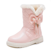 Toddler Boots Girls Boots Girls' Autumn and Winter Snow Boots Thick Soles Non Warm and Comfortable Solid Color Bow Boots Girls Winter Boots