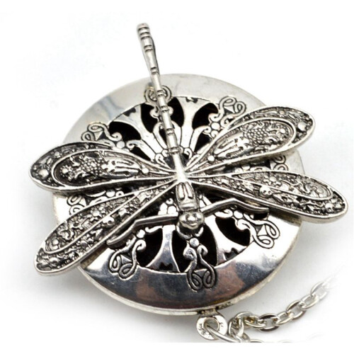 3Pc Antique Silver Colour Dragonfly Aromatherapy Diffuser Pendant Necklace 1