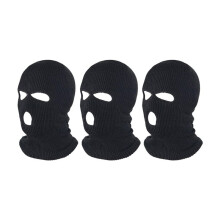 3X Full Face Cover Ski Mask Hat 3 Holes Balaclava Windproof Knit Beanies Bonnet Winter Warm Unisex Caps Black