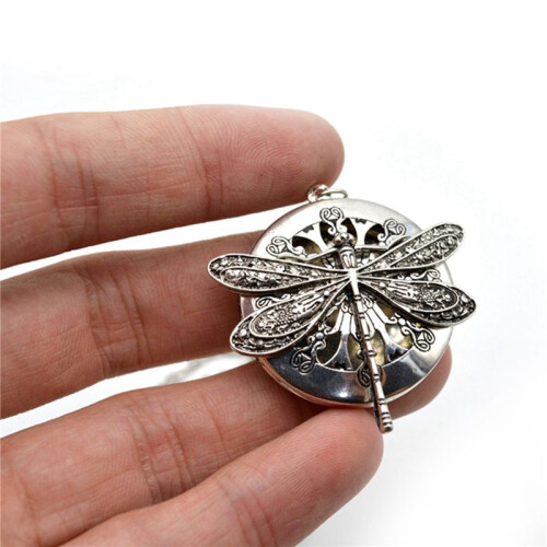 5Pc Antique Silver Color Dragonfly Aromatherapy Diffuser Pendant Necklace 1