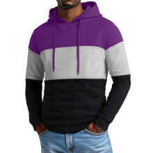 Felpa con cappuccio da uomo New American Style, modello ampio e casual, con blocchi di colore - Viola - Taglia XXXL