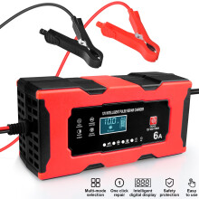 12V/6A Smart Car Battery Charger & Maintainer with Temp Compensation, Auto Stop, Pulse Repair – Compatible with Lead Acid Batteries