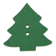 75Pcs Christmas Tree Shape Decor Embellishment Wooden Buttons with Two Holes for Sewing Scrapbook Crafting