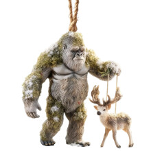 Witziger Sasquatch-Weihnachtsschmuck – Lebensechte Elch-Tierdekoration, Mythos trifft auf Weihnachtsmagie, Geschenk für Waldliebhaber (Kompatibel