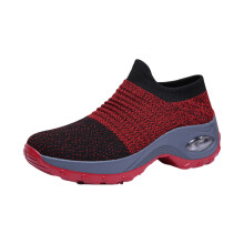 Willtoo Damen Plateau-Sneaker zum Hineinschlüpfen, orthopädische Schuhe mit Luftpolsterung, Damen-Toning-Schuhe, Rocker-Schuhe, Weinrot 43 (US-10)