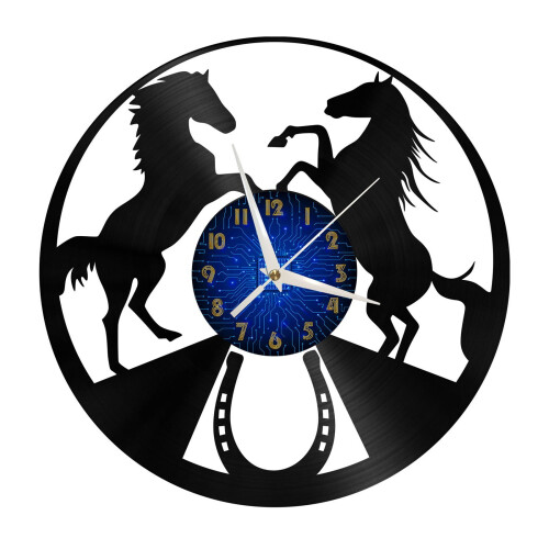 Ρολόι τοίχου Horse2Vinyl με δίσκο βινυλίου για διακόσμηση κουζίνας Τέχνη τοίχου Δώρο