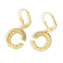 Brincos com a inicial C para mulheres, feitos à mão, banhados a ouro 18K, com fecho de alavanca em formato de círculo. Joias para presentear.