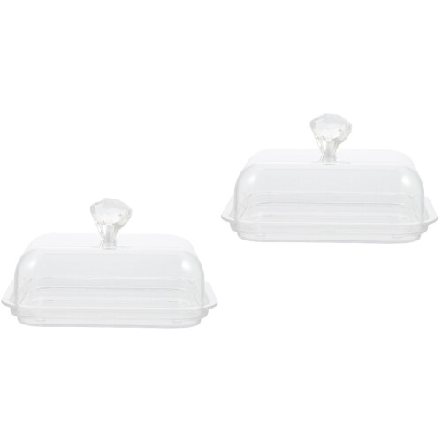 2Pcs Clear Butter Storage Box Sealed Cover for Home Tableware Use 2
