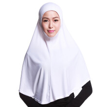 Lenço de cabeça feminino de cor sólida, 80 cm de comprimento, hijab elástico, cobertura macia em mistura de algodão para o Ramadã, oração e