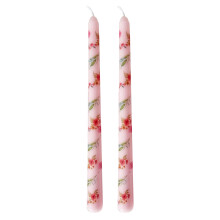 Lot de 2 bougies coniques de 25 cm (10 pouces) sans coulure et sans parfum, en cire de paraffine sans fumée, motif floral, longue durée de
