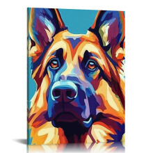 Canvas wanddecoratie, print schilderij met afbeelding van een Duitse herdershond, perfect als wanddecoratie voor de woonkamer, slaapkamer,