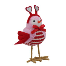 Handmade Cute Fabric Bird Ornament for Valentine's Day – Standing Figurine, Tabletop Centerpiece, Indoor Decor, Gift for Kids & Lovers –