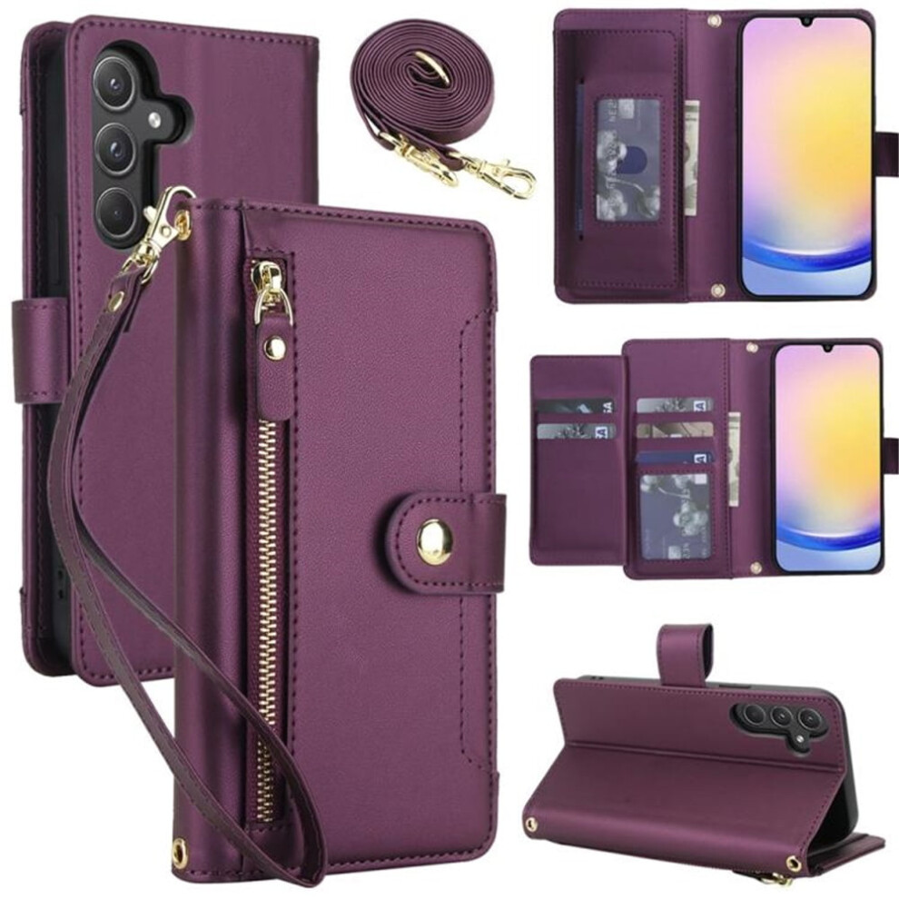 Compatible With Samsung Galaxy A54 5G (6.4") Rfid-Blocking Wallet Case: Shockproof, Multi-Card Slots, Zipper Pocket, Detachable Shoulder/Wrist 9152228656253