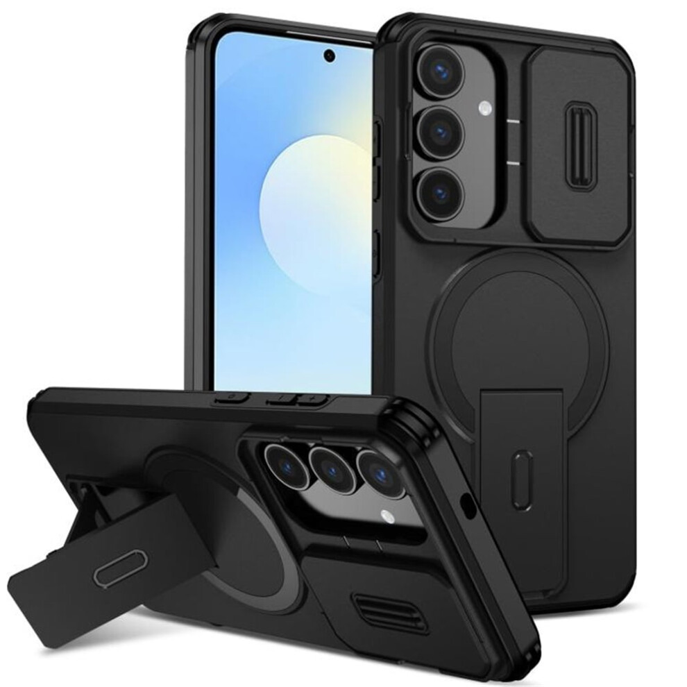 Compatible With Samsung Galaxy S25 Fe 5G 6.7" – Magsafe Wireless Charging, Invisible Fold Stand, Sliding Camera Cover, Shockproof Rugged Case – 9152228656291