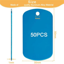 100 Pack Aluminum Tag Blanks Engraving Blank Metal Tags with Hanging Hole Pet ID Double Sided Stamping Engraving Tags