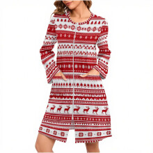 asdoklhq Womens Robes Women's Christmas home wear casual loose long-sleeved loose pajamas bathrobes and nightgowns Multicolor XL