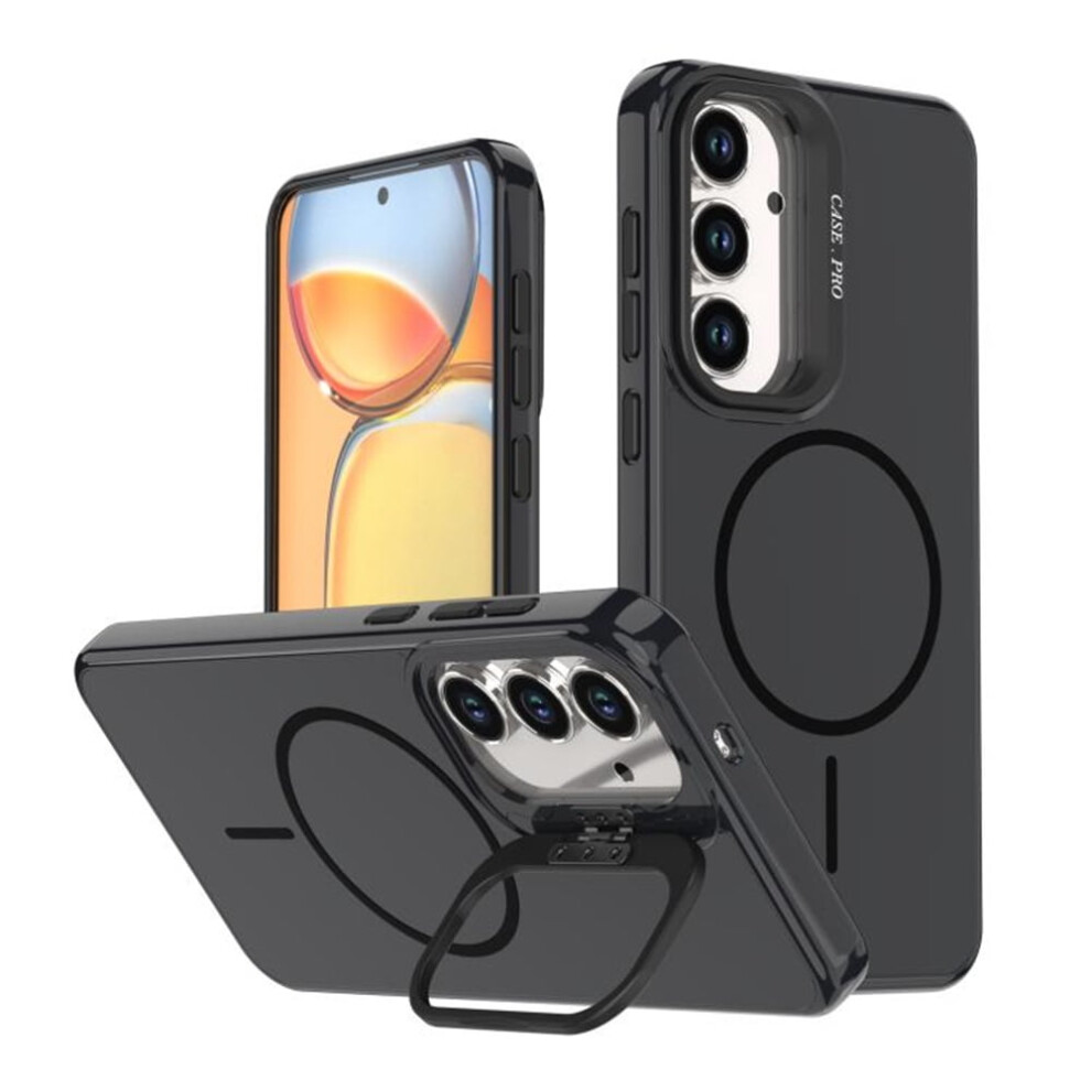 Slim Frosted Magsafe-Compatible Case For Samsung Galaxy S25 Fe 5G Â Shockproof Tpu With Metal Camera Protection & Kickstand, Black 9193271160458
