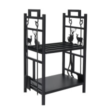 2-Tier Firewood Rack with Hooks
