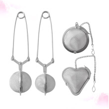 ibasenice 4Pcs Creative Stainless Steel Tea Leaker with Handle Heart and Round Shape for Tea Shop Use