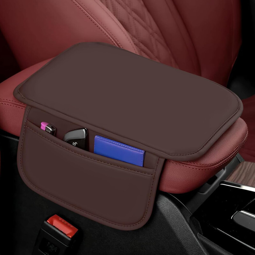 Leather Memory Foam Center Console Cover For Subaru Outback 2015Â2019, Waterproof, 2 Storage Bags, Black 9152228656901