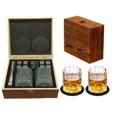 Whiskey Glasses Gift Set with Stones & Tongs
