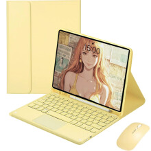 Slanke toetsenbordhoes compatibel met iPad 10 10,9" (2022), afneembare standaard, ingebouwde touchpad- en Pencil-houder, inclusief 1 muis