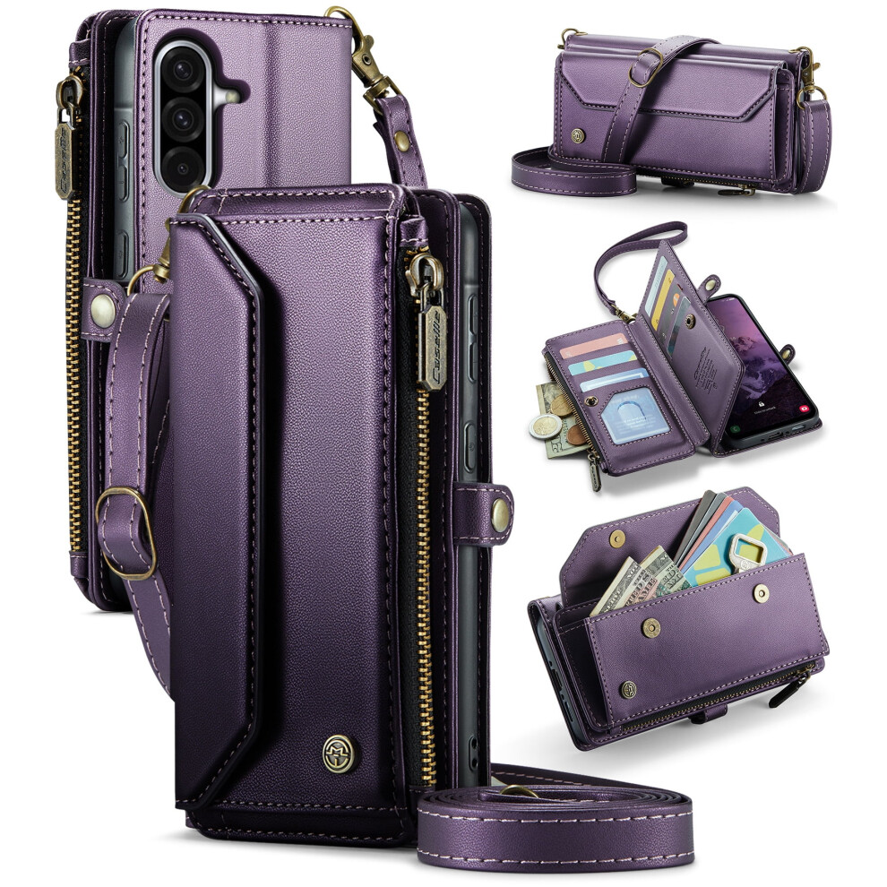 Caseme Leather Wallet Case For Compatible With Samsung Galaxy A36 6.7" Â Rfid Blocking, 10-Card Holder, Zipper Bills Slot, Magnetic Strap 9152228656888