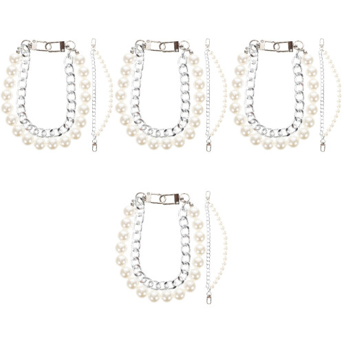 8Pcs Silver Pearl Bag Chain DIY Shoulder Strap Replacement for Bags 1