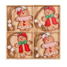 Wooden Gingerbread Man Christmas Ornaments 8 pcs