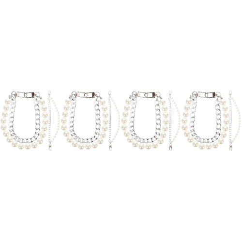 8Pcs Silver Pearl Bag Chain DIY Shoulder Strap Replacement for Bags 2