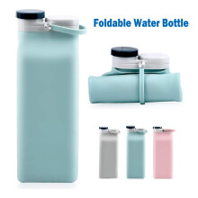 20 oz Collapsible Silicone Water Bottle, Leakproof & BPA-Free, Portable Foldable Flask for Travel, Camping, Hiking – Compatible with standard bottle