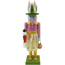 Décoration de Pâques Casse-Noisette Lapin – Figurine en bois à poser sur une table, une cheminée ou une étagère – Parfaite pour Pâques et