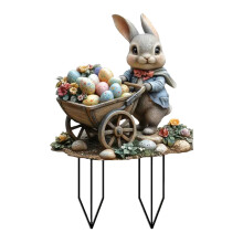 Schattige paasdecoraties met konijntjes en eieren – tuinborden, tuinbeelden en paaltjes voor buiten- en sprookjestuinfeesten