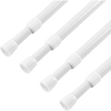 4 Pcs Tension Curtain Rod 35 to 46 Inches, 5/8" Diameter Spring Curtain Rods, White, Adjustable Expandable Pressure Window Tension Rod No Drill